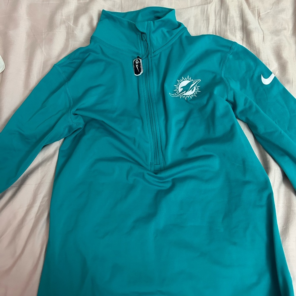 Never Worn Nike Miami Dolphins Zip Up Blue Teal Dry Fit Small